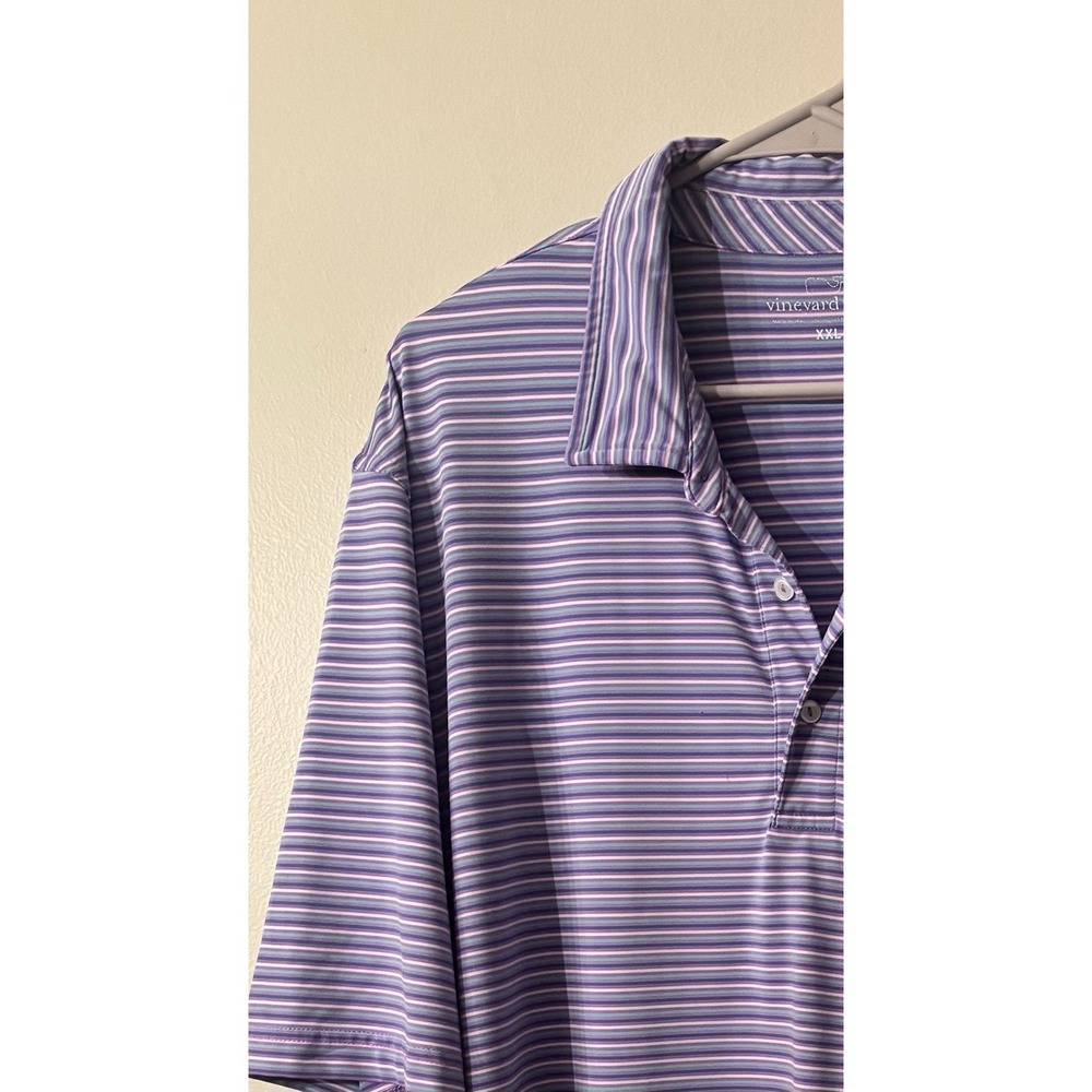Vineyard Vines KALAMAZOO COUNTRY CLUB Polo Shirt Purple Stripe Mens Sz 2XL